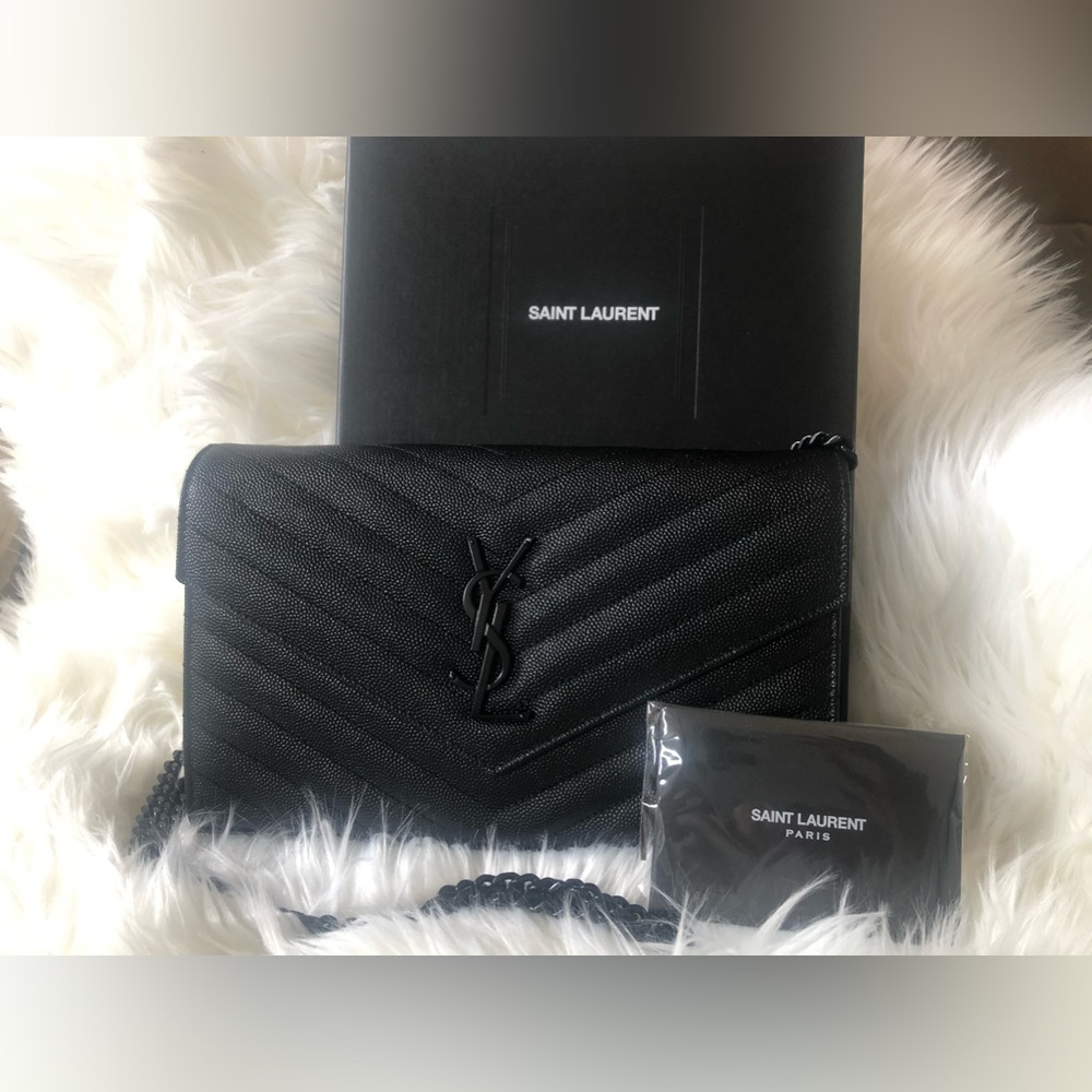Authentic YSL black with black chain